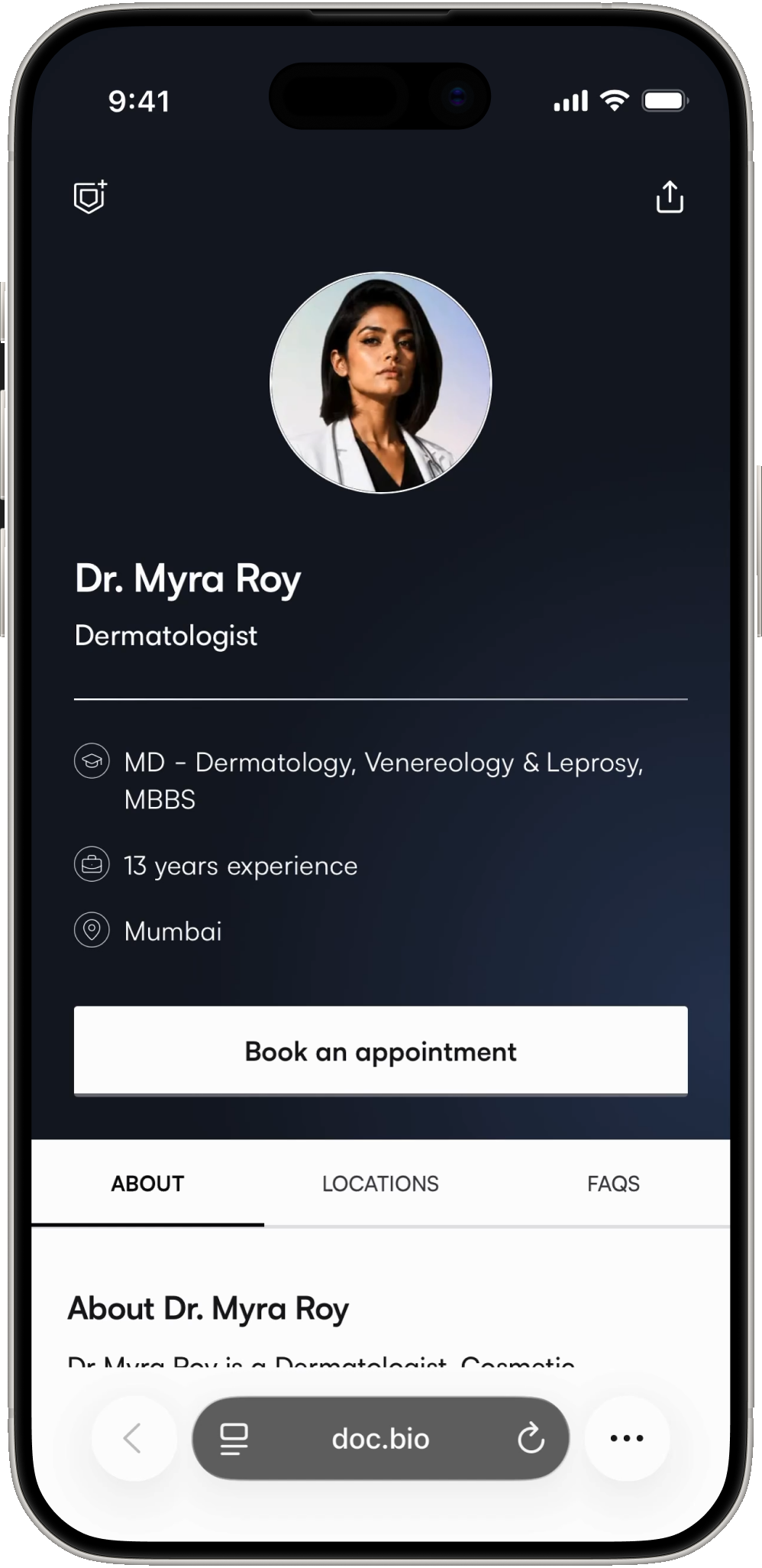 doc.bio on an iPhone 15 Pro Max